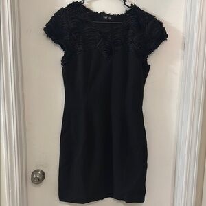fab'rik Black with glitter Textured Women's Dress